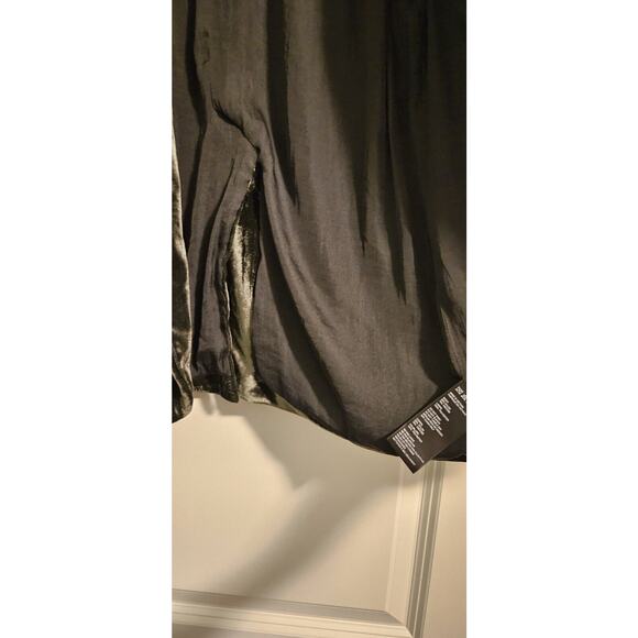 Urban Outfitters Velvet Blazer Jacket Womens LG Single Button Dark Green DEFECT - Picture 9 of 9